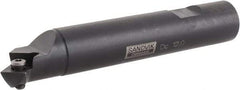 Sandvik Coromant - 45° Lead Angle, 27.13mm Max Cut Diam, 11.7mm Min Cut Diam, 7.86mm Max Depth of Cut, Indexable Chamfer and Angle End Mill - 1 Insert, 115mm Overall Length, Weldon Flat, 45° Included Angle - USA Tool & Supply
