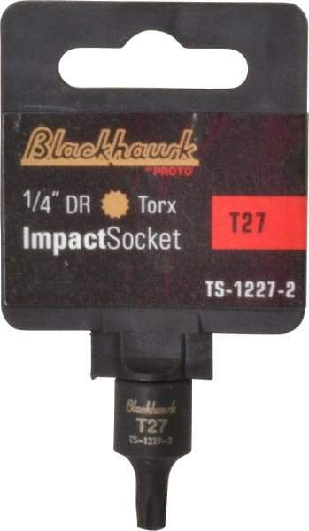 Blackhawk by Proto - 1/4" Drive, T27 Impact Torx Bit Socket - 1-3/16" OAL - USA Tool & Supply