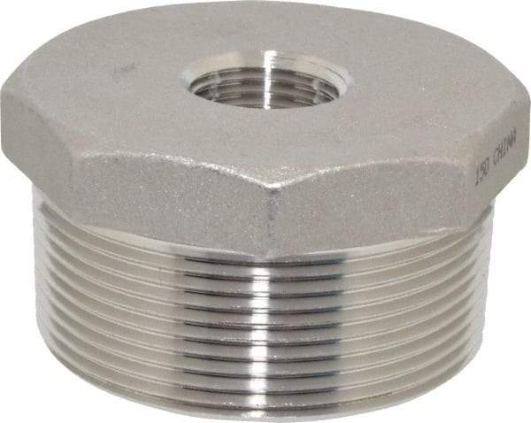 Merit Brass - 2 x 1/2" Grade 316 Stainless Steel Pipe Hex Bushing - MNPT x FNPT End Connections, 150 psi - USA Tool & Supply