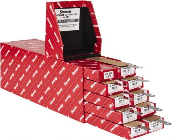Starrett - 108 Piece, 0.0015 to 0.015" Thick, Parallel Feeler Gage Set - 12" Leaf Length, 1/2" Wide, Tempered Steel - USA Tool & Supply