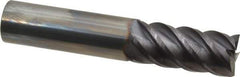 Niagara Cutter - 3/4", 1-5/8" LOC, 3/4" Shank Diam, 4" OAL, 5 Flute, Solid Carbide Square End Mill - Single End, TiAlN Finish, Spiral Flute, 45° Helix, Centercutting, Right Hand Cut, Right Hand Flute, Series S545 - USA Tool & Supply