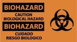 NMC - "Biohazard - Caution - Biological Hazard", 10" Long x 18" Wide, Pressure-Sensitive Vinyl Safety Sign - Rectangle, 0.004" Thick, Use for Hazardous Materials - USA Tool & Supply