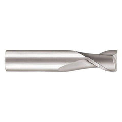SGS - 2.5mm, 5mm LOC, 3mm Shank Diam, 38mm OAL, 2 Flute, Solid Carbide Square End Mill - Single End, TiN Finish, Spiral Flute, 30° Helix, Centercutting, Right Hand Cut, Right Hand Flute, Series 17M - USA Tool & Supply