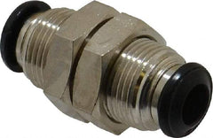 Alpha Technologies - 6mm Outside Diam, Nickel Plated Brass Push-to-Connect Tube Bulkhead Union - 250 Max psi, Tube to Tube Connection, Buna O-Ring - USA Tool & Supply