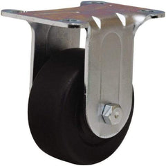 Hamilton - 3" Diam x 1-1/4" Wide x 4" OAH Top Plate Mount Rigid Caster - Hard Rubber, 210 Lb Capacity, Self-Lubricating Bearing, 2-3/4 x 3-3/4" Plate - USA Tool & Supply