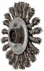 Anderson - 4" OD, 5/8-11 Arbor Hole, Knotted Stainless Steel Wheel Brush - 3/8" Face Width, 1" Trim Length, 0.02" Filament Diam, 20,000 RPM - USA Tool & Supply