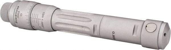 TESA Brown & Sharpe - 0.8 to 1", 3" Gage Depth, Mechanical Inside Hole Micrometer - 0.0002" Graduation, Ratchet Stop Thimble - USA Tool & Supply
