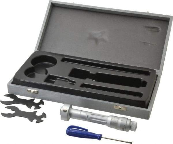 TESA Brown & Sharpe - 1.2 to 1.4", 3" Gage Depth, Mechanical Inside Hole Micrometer - 0.0002" Graduation, Ratchet Stop Thimble - USA Tool & Supply