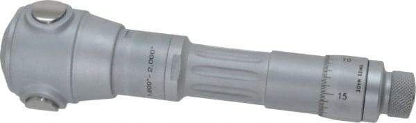 TESA Brown & Sharpe - 1.6 to 2", 3" Gage Depth, Mechanical Inside Hole Micrometer - 0.0002" Graduation, Ratchet Stop Thimble - USA Tool & Supply
