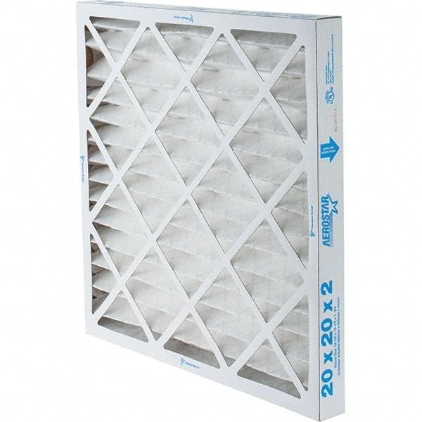 Made in USA - 20" Noml Height x 20" Noml Width x 2" Noml Depth, 35% Capture Efficiency, Wire-Backed Pleated Air Filter - MERV 8, Synthetic, Integrated Paperboard Frame, 500 Max FPM, 1,050 CFM, For Any Unit - USA Tool & Supply