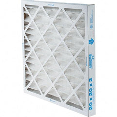 Made in USA - 20" Noml Height x 20" Noml Width x 2" Noml Depth, 35% Capture Efficiency, Wire-Backed Pleated Air Filter - MERV 8, Synthetic, Integrated Paperboard Frame, 500 Max FPM, 1,050 CFM, For Any Unit - USA Tool & Supply