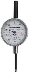 TESA Brown & Sharpe - 1/4" Range, 0-50-0 Dial Reading, 0.001" Graduation Dial Drop Indicator - 1-11/16" Dial, 0.1" Range per Revolution, Revolution Counter - USA Tool & Supply