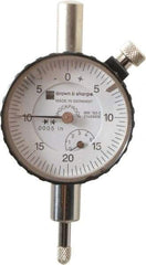 TESA Brown & Sharpe - 1/4" Range, 0-25-0 Dial Reading, 0.0005" Graduation Dial Drop Indicator - 1-11/16" Dial, 0.05" Range per Revolution, Revolution Counter - USA Tool & Supply