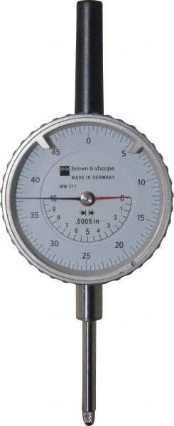 TESA Brown & Sharpe - 1" Range, 0-50 Dial Reading, 0.0005" Graduation Dial Drop Indicator - 2-1/4" Dial, 0.05" Range per Revolution, Revolution Counter - USA Tool & Supply