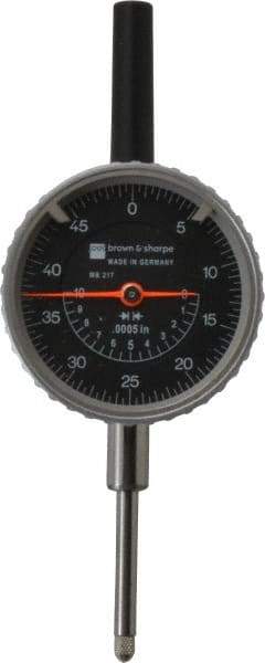 TESA Brown & Sharpe - 1" Range, 0-50 Dial Reading, 0.0005" Graduation Dial Drop Indicator - 2-1/4" Dial, 0.05" Range per Revolution, Revolution Counter - USA Tool & Supply