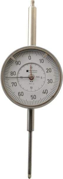 TESA Brown & Sharpe - 2" Range, 0-100 Dial Reading, 0.001" Graduation Dial Drop Indicator - 3" Dial, 0.1" Range per Revolution, Revolution Counter - USA Tool & Supply