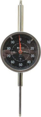 TESA Brown & Sharpe - 2" Range, 0-100 Dial Reading, 0.001" Graduation Dial Drop Indicator - 3" Dial, 0.1" Range per Revolution, Revolution Counter - USA Tool & Supply