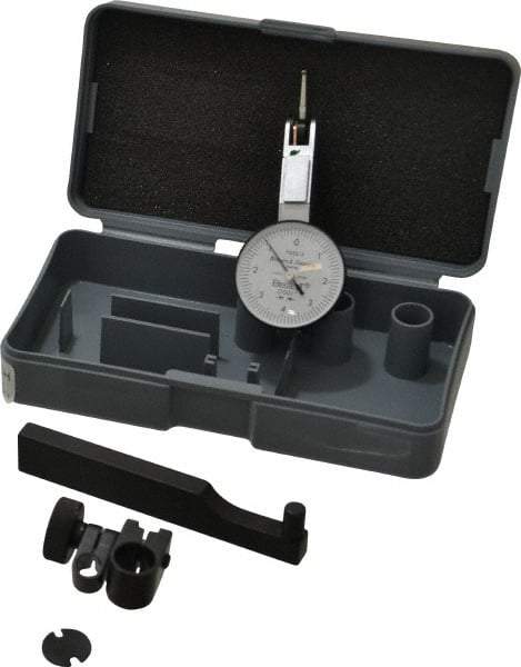 TESA Brown & Sharpe - 0.008 Inch Range, 0.0001 Inch Dial Graduation, Horizontal Dial Test Indicator - 1 Inch White Dial, 0-4-0 Dial Reading, Accurate to 0.0001 Inch - USA Tool & Supply