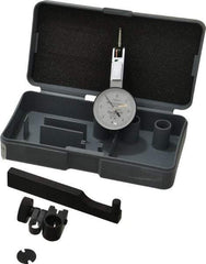 TESA Brown & Sharpe - 0.008 Inch Range, 0.0001 Inch Dial Graduation, Horizontal Dial Test Indicator - 1 Inch White Dial, 0-4-0 Dial Reading, Accurate to 0.0001 Inch - USA Tool & Supply