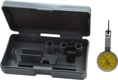 TESA Brown & Sharpe - 0.2 mm Range, 0.002 mm Dial Graduation, Horizontal Dial Test Indicator - 28 mm Yellow Dial, 0-100-0 Dial Reading, 0.002 mm - USA Tool & Supply