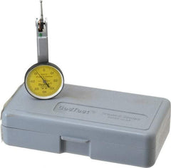 TESA Brown & Sharpe - 0.8 mm Range, 0.01 mm Dial Graduation, Horizontal Dial Test Indicator - 28 mm White Dial, 0-0.4-0 Dial Reading, 0.01 mm - USA Tool & Supply