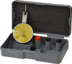 TESA Brown & Sharpe - 0.8 mm Range, 0.01 mm Dial Graduation, Horizontal Dial Test Indicator - 38 mm White Dial, 0-0.4-0 Dial Reading, 0.01 mm - USA Tool & Supply