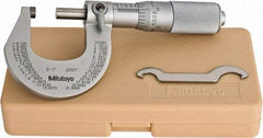 Mitutoyo - 0 to 1" Range, 0.0001" Graduation, Mechanical Outside Micrometer - Friction Thimble, Accurate to 0.0001" - USA Tool & Supply