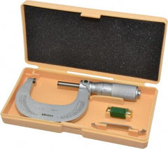 Mitutoyo - 1 to 2" Range, 0.0001" Graduation, Mechanical Outside Micrometer - Friction Thimble, Accurate to 0.0001" - USA Tool & Supply