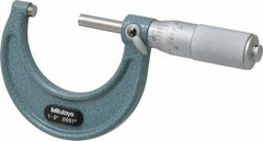 Mitutoyo - 1 to 2" Range, 0.0001" Graduation, Mechanical Outside Micrometer - Friction Thimble, Accurate to 0.0001" - USA Tool & Supply