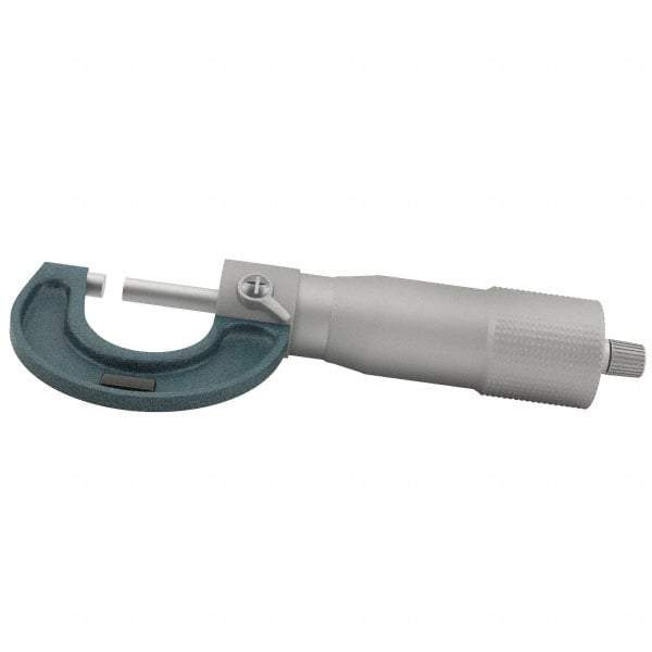 Mitutoyo - 0 to 25mm Range, 0.01mm Graduation, Mechanical Outside Micrometer - Ratchet Stop Thimble, Accurate to 0.0001" - USA Tool & Supply