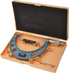 Mitutoyo - 4 to 5" Range, 0.001" Graduation, Mechanical Outside Micrometer - Ratchet Stop Thimble, Accurate to 0.00015" - USA Tool & Supply