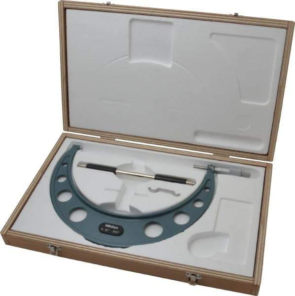 Mitutoyo - 9 to 10" Range, 0.001" Graduation, Mechanical Outside Micrometer - Ratchet Stop Thimble, Accurate to 0.00025" - USA Tool & Supply