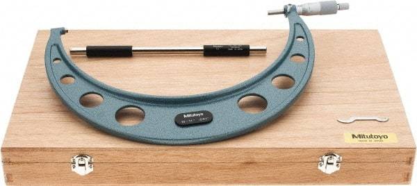 Mitutoyo - 10 to 11" Range, 0.001" Graduation, Mechanical Outside Micrometer - Ratchet Stop Thimble, Accurate to 0.00025" - USA Tool & Supply