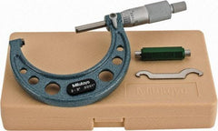 Mitutoyo - 2 to 3" Range, 0.0001" Graduation, Mechanical Outside Micrometer - Ratchet Stop Thimble, Accurate to 0.0001" - USA Tool & Supply