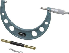 Mitutoyo - 6 to 7" Range, 0.0001" Graduation, Mechanical Outside Micrometer - Ratchet Stop Thimble, Accurate to 0.0002" - USA Tool & Supply
