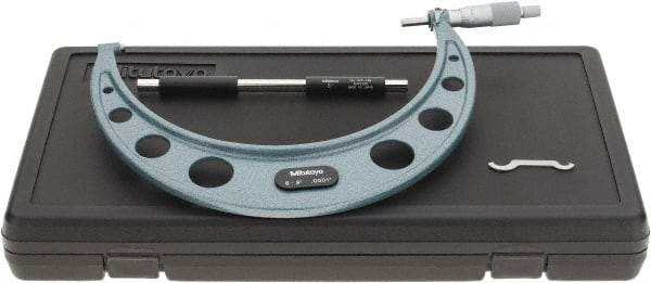 Mitutoyo - 8 to 9" Range, 0.0001" Graduation, Mechanical Outside Micrometer - Ratchet Stop Thimble, Accurate to 0.0002" - USA Tool & Supply