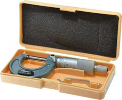 Mitutoyo - 0 to 1" Range, 0.001" Graduation, Mechanical Outside Micrometer - Ratchet Stop Thimble, Accurate to 0.0001" - USA Tool & Supply