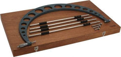 Mitutoyo - 4 Anvil, Mechanical, 20 to 24 Inch Range, Digital Counter Carbide Face Interchangeable Anvil Micrometer - Ratchet Stop Thimble, 0.00016 + 0.00004 (L/3) Inch Accuracy, 0.001 Inch Graduation, Includes Wooden Case - USA Tool & Supply