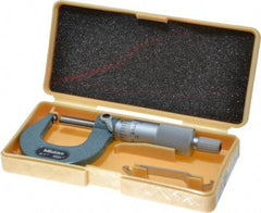 Mitutoyo - 1 Inch Max Measurement, 0.0001 Inch Graduation, Spherical Face Micrometer - Accuracy Up to 0.0002 Inch, Mechanical Operation, Ratchet Stop Thimble, Ball - USA Tool & Supply