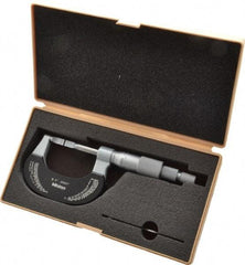 Mitutoyo - 0" to 1" Mechanical Baked Enamel Coated Blade Micrometer - 0.0002" Accuracy, 0.0001" Graduation, 0.4mm Blade Thickness, Ratchet Stop Thimble - USA Tool & Supply