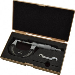 Mitutoyo - 0" to 1" Mechanical Baked Enamel Coated Blade Micrometer - 0.0002" Accuracy, 0.0001" Graduation, 0.4mm Blade Thickness, Ratchet Stop Thimble - USA Tool & Supply