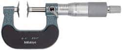 Mitutoyo - 3 to 4 Inch, 0.001 Inch Graduation, Ratchet Stop Thimble, Mechanical Disc Micrometer - 0.0003 Inch Accuracy, 20mm Disc, 6.35mm Spindle - USA Tool & Supply