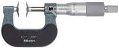 Mitutoyo - 3 to 4 Inch, 0.001 Inch Graduation, Ratchet Stop Thimble, Mechanical Disc Micrometer - 0.0003 Inch Accuracy, 20mm Disc, 6.35mm Spindle - USA Tool & Supply