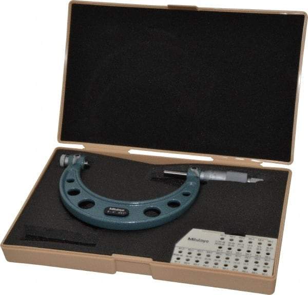 Mitutoyo - 3 to 4" Range, Mechanical Screw Thread Micrometer - Ratchet Stop Thimble, 0.001" Graduation, 0.00025" Accuracy - USA Tool & Supply