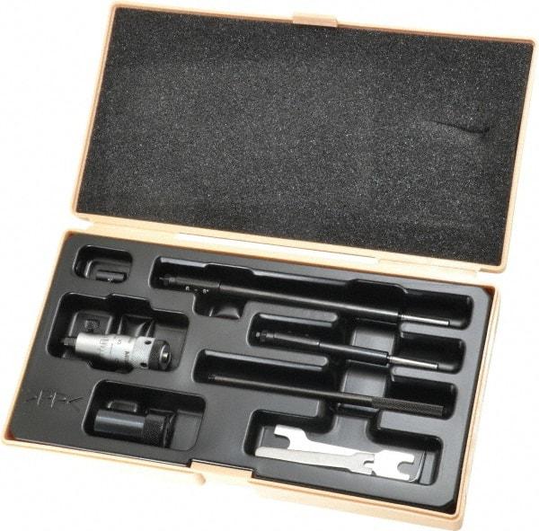 Mitutoyo - 2 to 8", Friction Thimble, Mechanical, Satin Chrome Finish, Interchangeable Rod Micrometer - 0.001 Inch Graduation, Accurate Up to 0.00024+(0.00004xR/20) Inch, 1/2 Inch Travel, 3 Rods - USA Tool & Supply