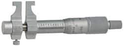 Mitutoyo - 25 to 50 mm Range, Carbide Satin Chrome Coated, Mechanical Inside Caliper Micrometer - 0.001 Inch Graduation, 0.01 mm Graduation, 0.006 mm Accuracy - USA Tool & Supply