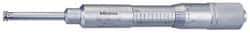 Mitutoyo - 2.05 to 3.05 Inch Inside Measurement, 2 to 3 Inch Outside Measurement, Mechanical Groove Micrometer - 0.001 Inch Graduation, 0.0004 Inch Accuracy, 0.5 Inch Measuring Disc Diameter - USA Tool & Supply