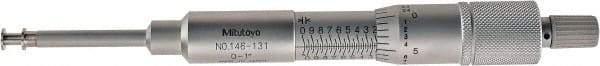 Mitutoyo - 0.06 to 1.05 Inch Inside Measurement, 0 to 1 Inch Outside Measurement, Mechanical Groove Micrometer - 0.001 Inch Graduation, 0.0004 Inch Accuracy, 0.25 Inch Measuring Disc Diameter - USA Tool & Supply