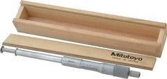 Mitutoyo - 1.05 to 2.05 Inch Inside Measurement, 1 to 2 Inch Outside Measurement, Mechanical Groove Micrometer - 0.001 Inch Graduation, 0.0004 Inch Accuracy, 0.5 Inch Measuring Disc Diameter - USA Tool & Supply