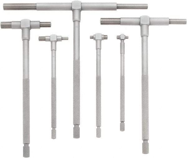 Mitutoyo - 6 Piece, 5/16 to 6 Inch, Satin Chrome Finish, Telescoping Gage Set - Includes Fitted Pouch - USA Tool & Supply